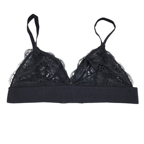 Lively The Long-Lined Lace Triangle Lined Unpadded Cup Bralette Black Size Large - Picture 1 of 4